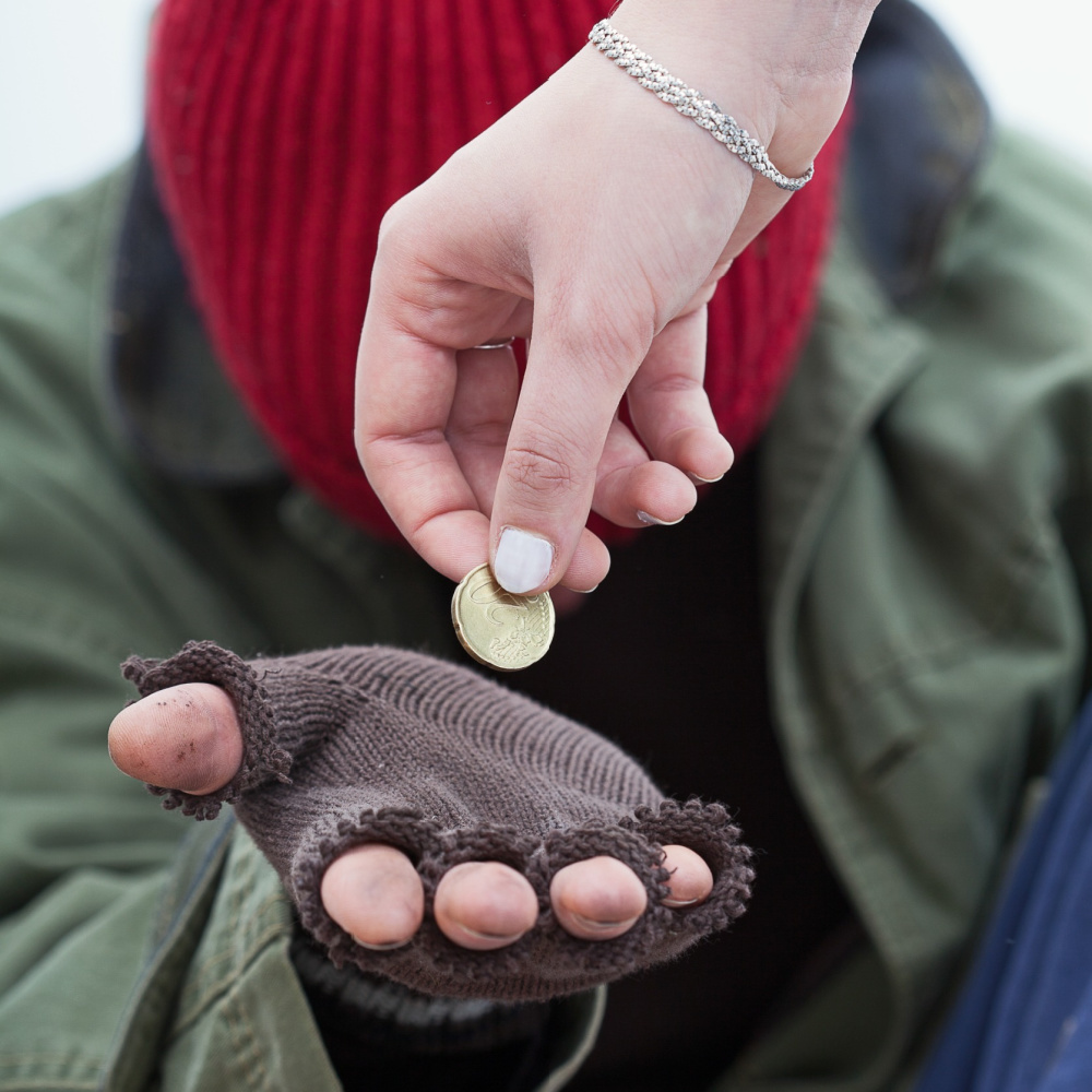 A heartfelt donation as a means of combating poverty.
