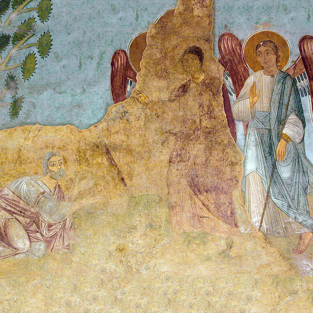 Abraham Meets the Three Strangers by St. Sophia of Kyiv | Abraham & The Stranger At Sodom & Gomorrah | Public Square Magazine | Story of Sodom and Gomorrah | Abraham's Accounts
