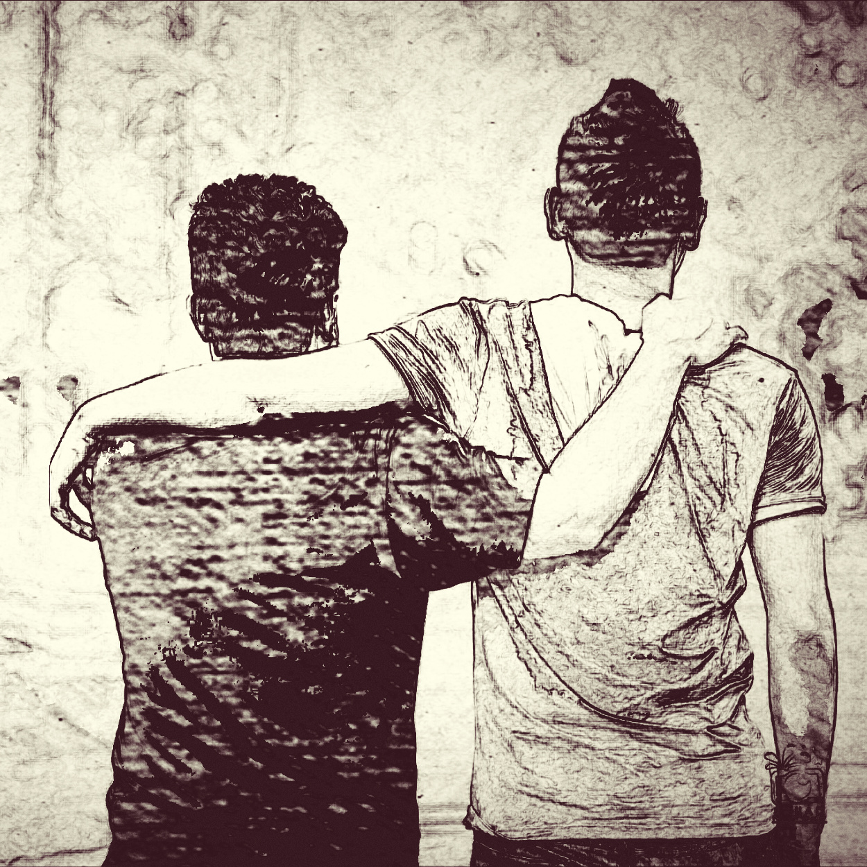 Friendship Illustration of Men Side-Hugging | Personal Reconciliation: A Pathway to Peace | Who Might you Reconcile With? | Reconciliation and Peace | Public Square Magazine