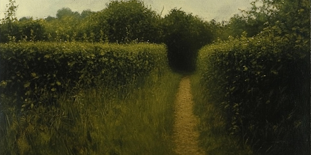 A quiet, uncertain path evokes the emotional experience of navigating faith and doubt