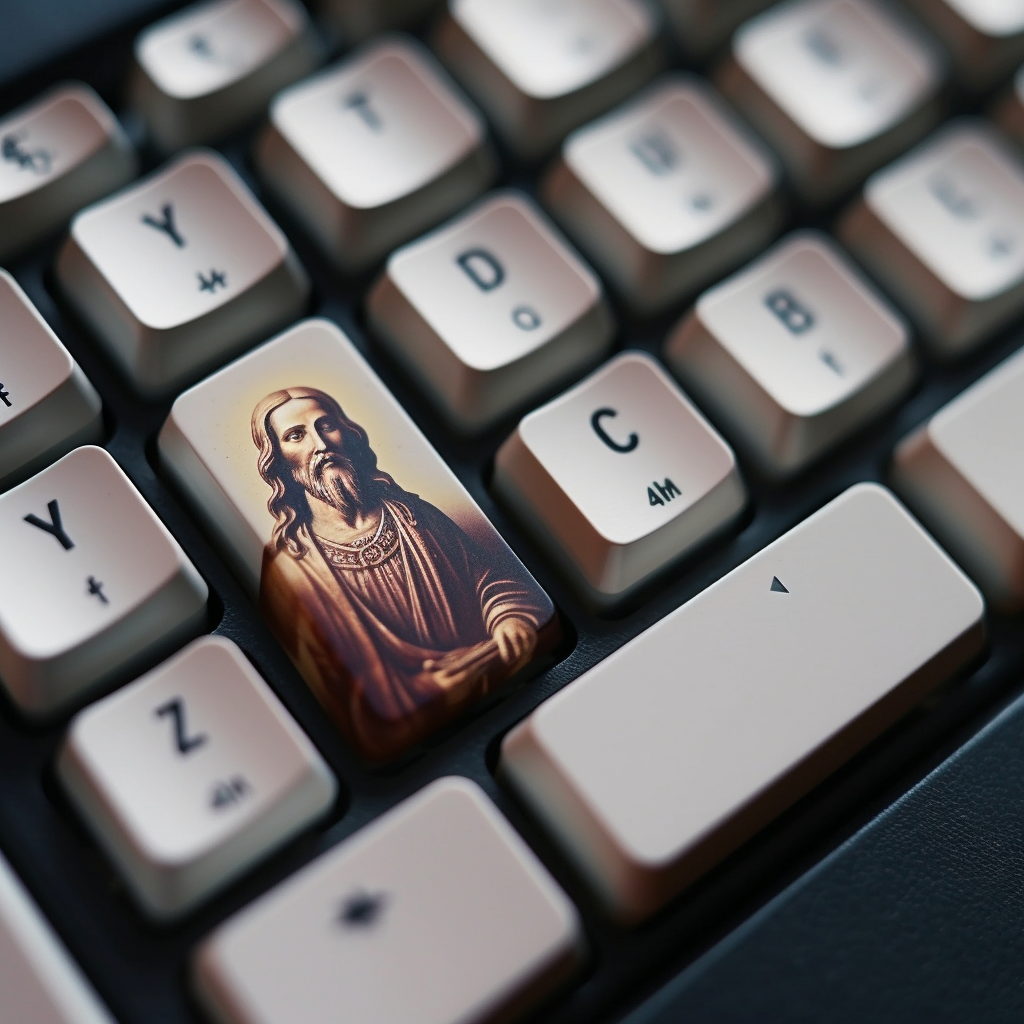 Symbol of online disciples' digital evangelism through keystrokes.