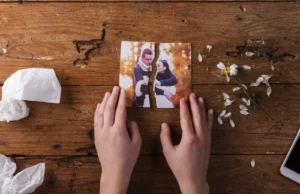 A broken family photo symbolizing broken family.